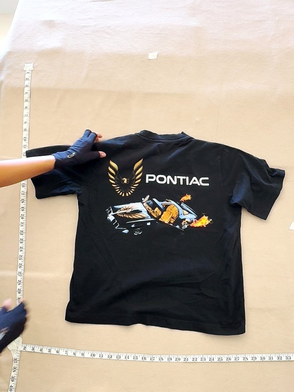 General Motors Pontiac Firebird Trans Am Flaming Car Black Graphic T-Shirt Small